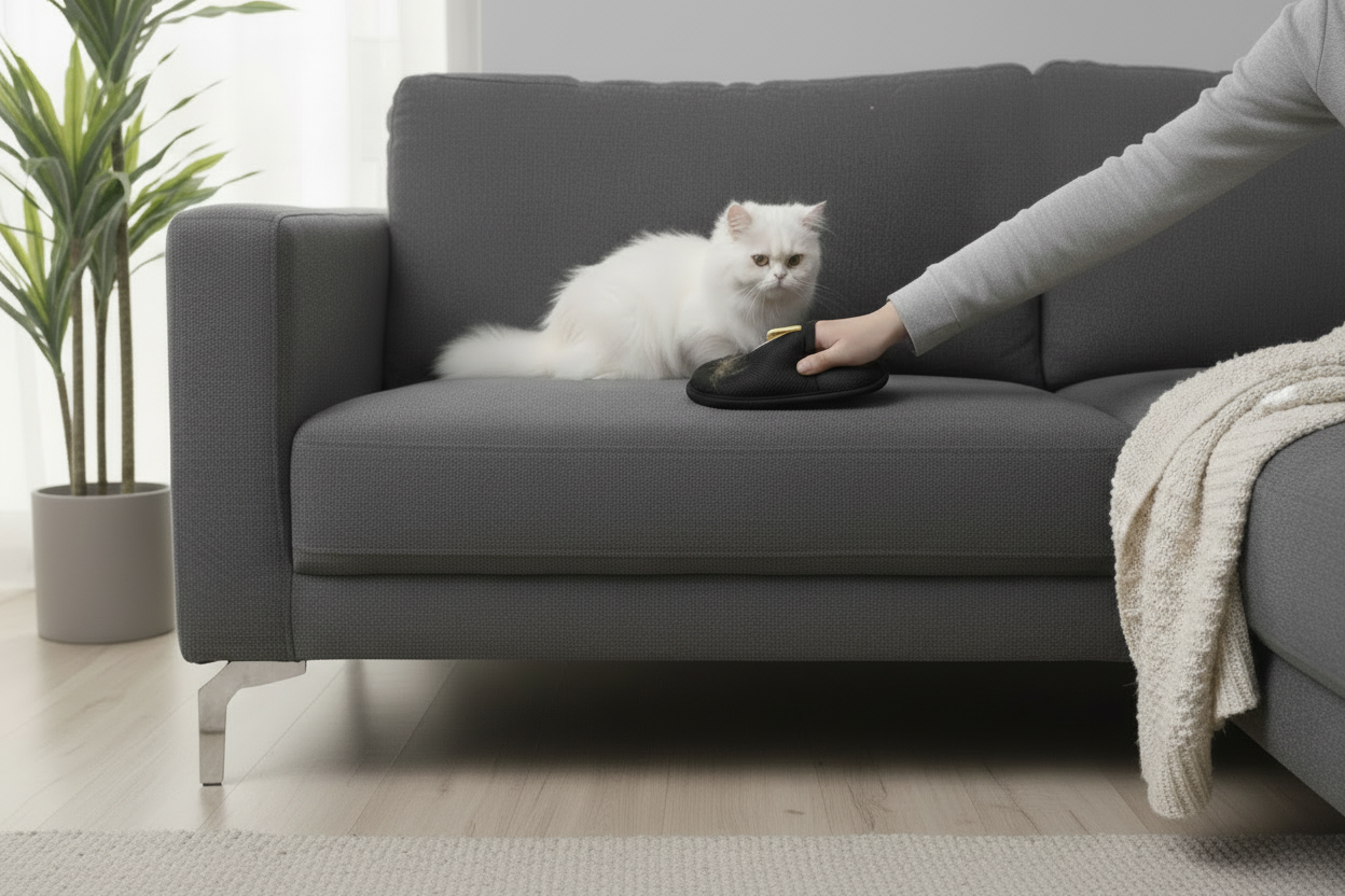 Mise en situation du gant anti-poils